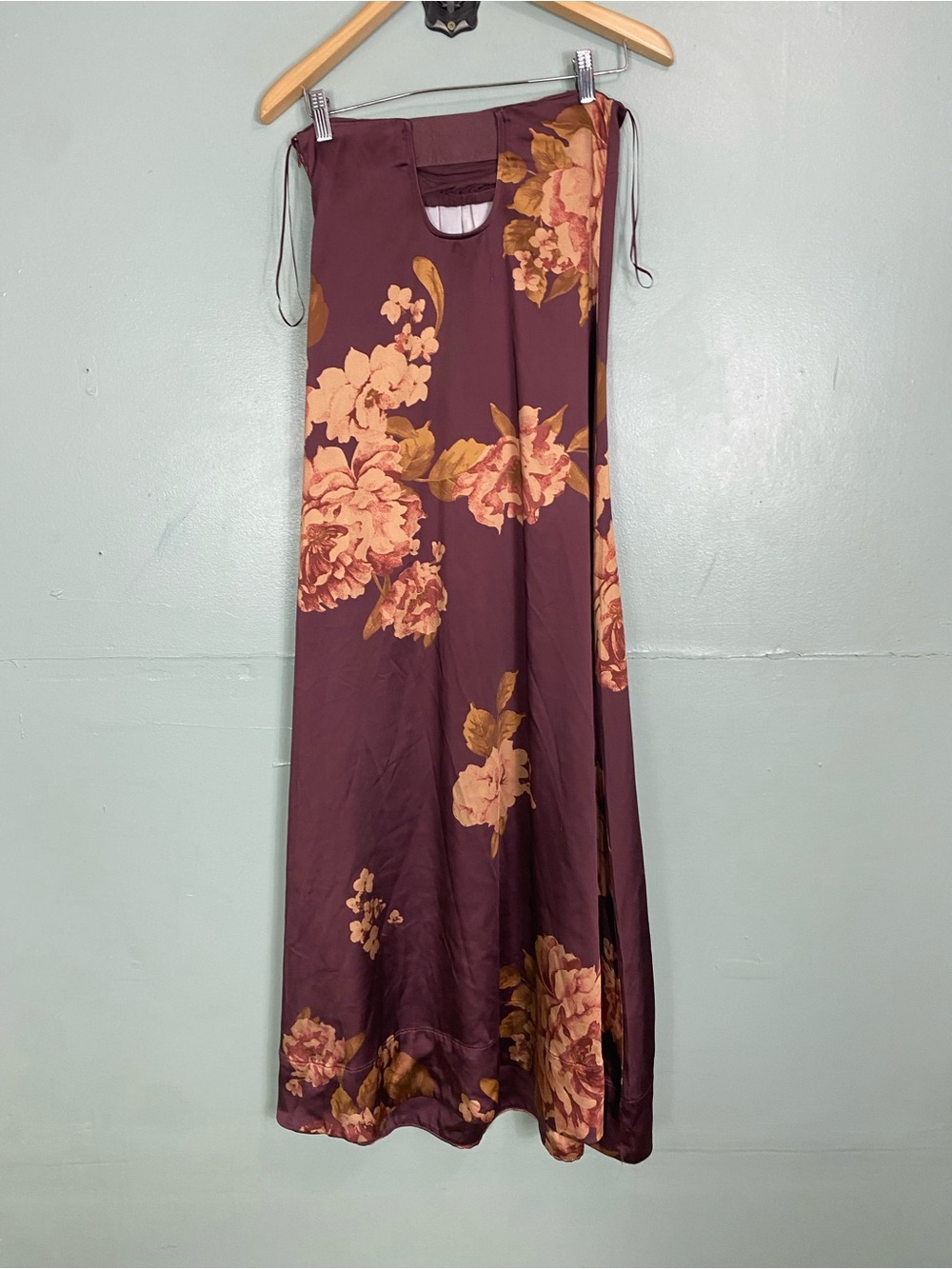 Free People Botanical Maxi Dress Brown Floral Strapless Pleated Sundress XS - Picture 6 of 12